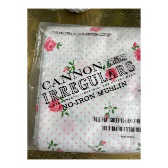 Vintage Floral Full Flat Sheet Deadstock NIP Cottagecore  Vintage Floral Full Flat Sheet Deadstock NIP Cottagecore Roses Polkadots Prairie